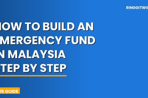 Malaysian woman reviewing her savings account on a phone while building her emergency fund step by step