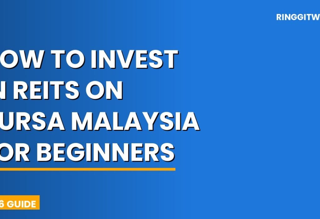 Malaysian investor checking REIT dividend income on phone with Bursa Malaysia stock charts in background