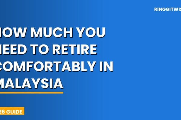 Malaysian couple reviewing retirement savings plan with EPF statements and investment documents on a desk