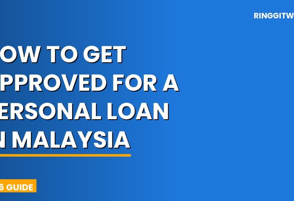 Malaysian man reviewing personal loan documents and approval checklist at a desk with a laptop showing bank website