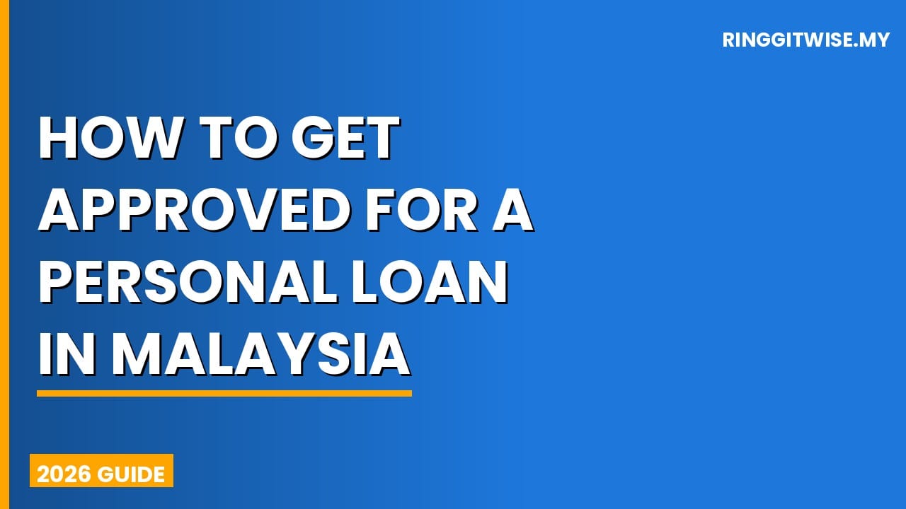 Malaysian man reviewing personal loan documents and approval checklist at a desk with a laptop showing bank website
